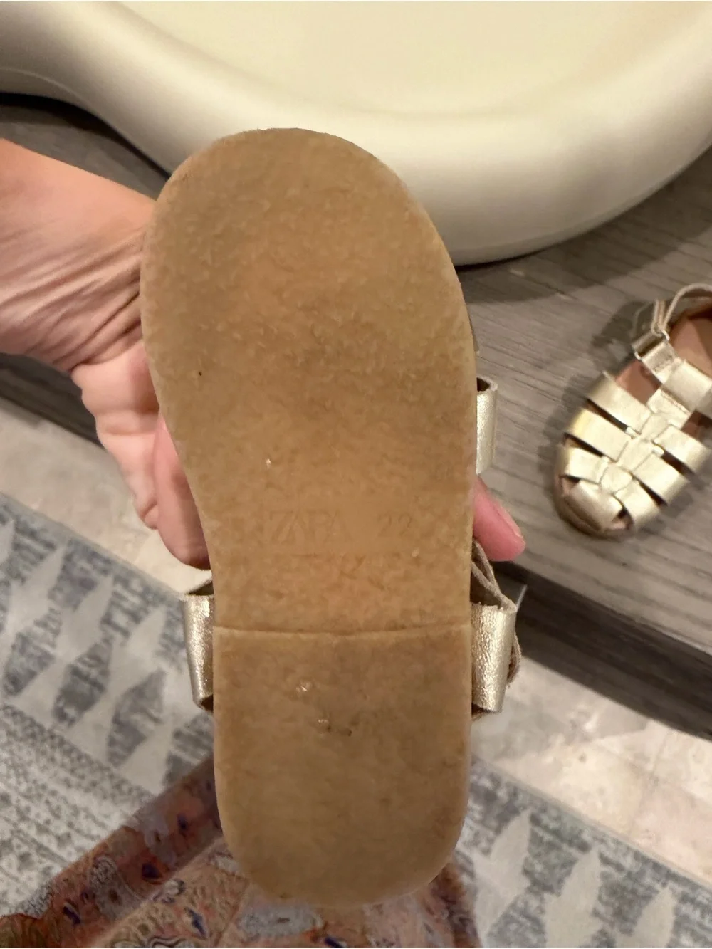 Zara Girls Metallic Gold Fisherman Sandals